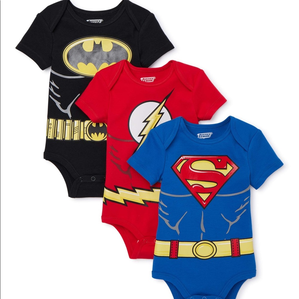 D.C. Comics Batman Superman The Flash Baby Onesies